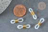 Embout cordon lunettes doré blanc 19.5mm, x10 (G2681)