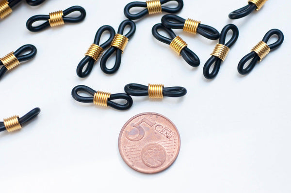 Embout cordon lunettes noir doré x20 (G4754)