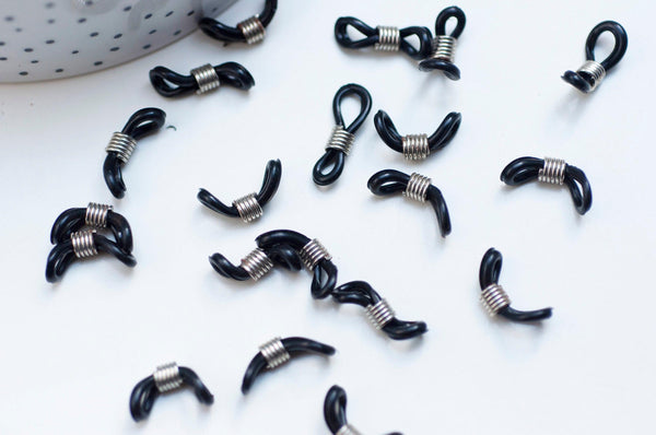 Embout cordon lunettes noir platine x20 (G4755)