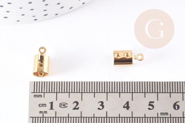 Embouts corde acier 304 inoxydable IP doré à pincer 12mm, x10 (G4905)