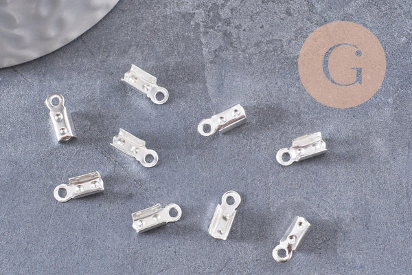 Embouts corde argenté pincer 10mm, x50 (4.6g) (G1400)