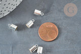 Embouts corde cordon laiton argenté 5,5mm, x10 (G7227)