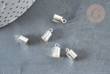 Embouts corde cordon laiton argenté 5,5mm, x10 (G7227)