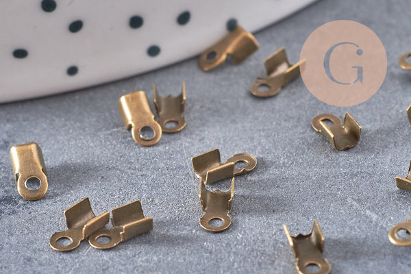 Embouts corde métal bronze à pincer 6mm, x100 (G2164)