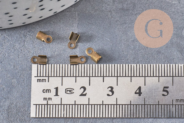 Embouts corde métal bronze à pincer 6mm, x100 (G2164)