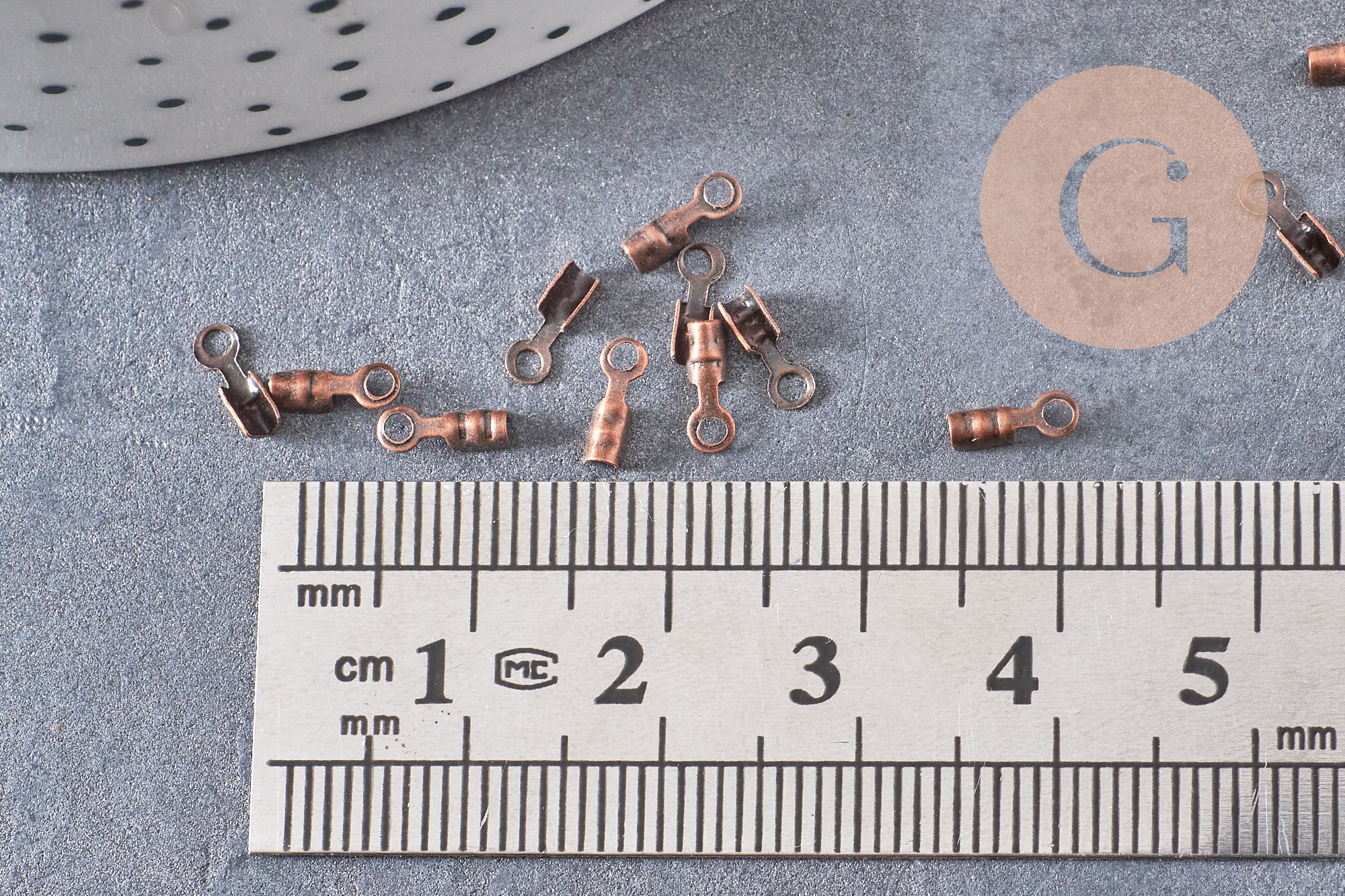 Embouts corde métal cuivre à pincer 6.5mm, x1 gr (G1273)