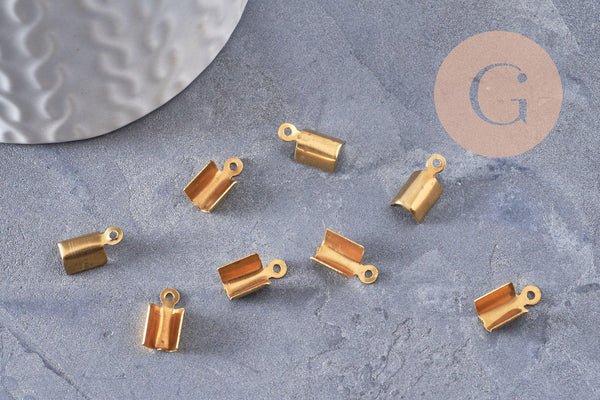 Embouts corde métal doré à pincer, 11mm, x10 (G1806)