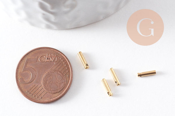 Embouts de cordon acier inoxydable doré IP 7x1.6mm, x10 (G4047)