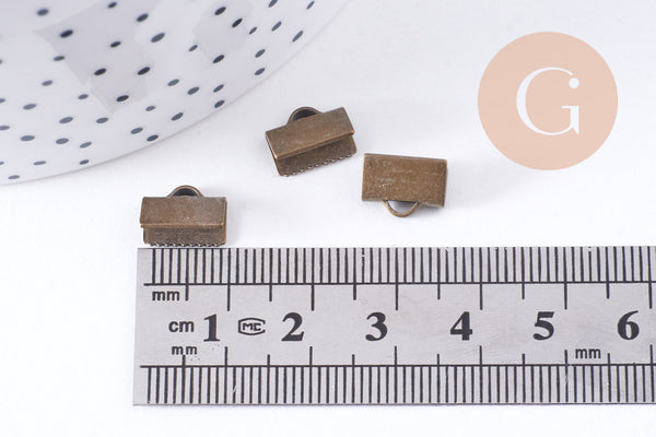 Embouts ruban laiton bronze à pincer 10mm, x10 (G4518)