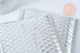 Enveloppes à bulles en plastique métallisé argent 22.5x15cm, x10 (G6812)