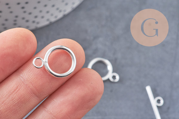 Fermoir T acier inoxydable doré argenté 20mm, x1 (G10858)