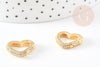 Fermoir à clapet coeur laiton doré et strass 18mm, x1 (G5243)