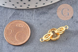 Fermoir à clipser anneaux laiton doré 18k strass 25.5mm, x1 (G2996)