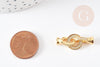 Fermoir à clipser anneaux laiton doré et strass 27mm, x1 (G2943)