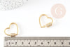 Fermoir à vis coeur laiton doré et strass 24mm, x1 (G3426)
