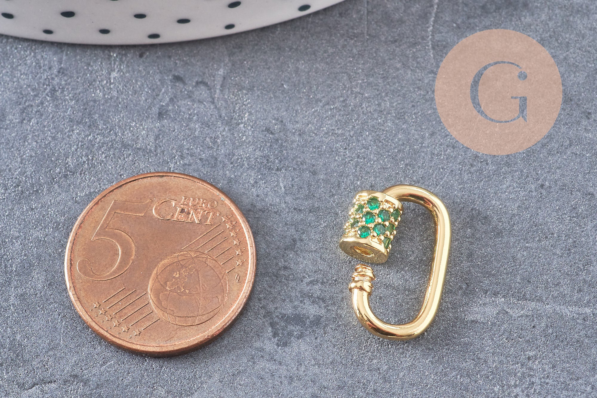 Fermoir à vis laiton doré et strass 19mm, x1 (G2911)