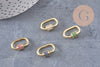 Fermoir à vis laiton doré et strass 19mm, x1 (G2911)