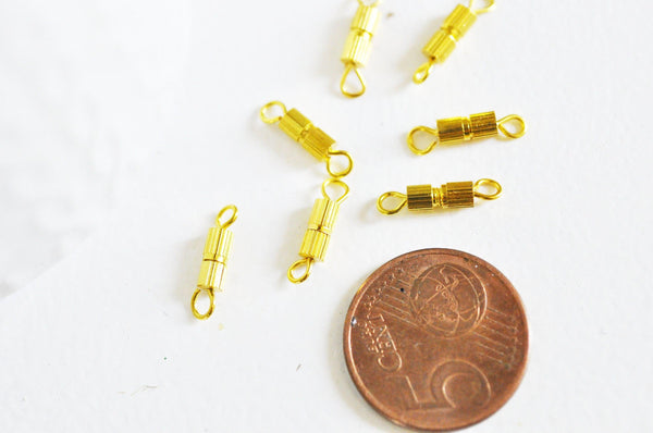 Fermoir à visser laiton doré 14mm, x10 (G2917)