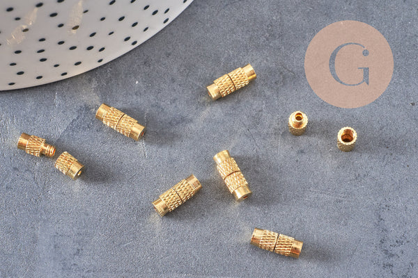 Fermoir à visser texturé laiton doré 12mm, x5 (G10550)