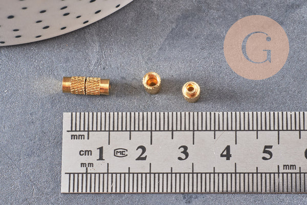 Fermoir à visser texturé laiton doré 12mm, x5 (G10550)