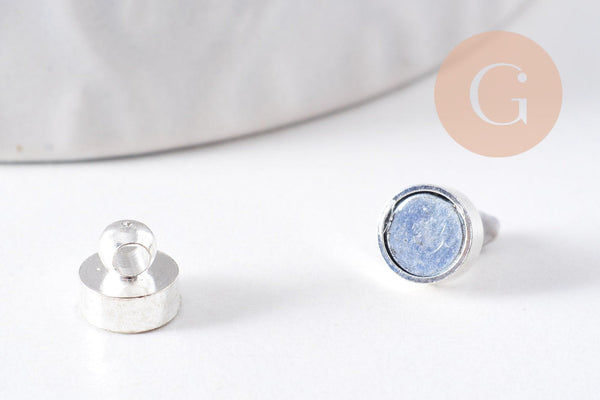 Fermoir aimanté laiton argent 12mm, x2 (G10370)