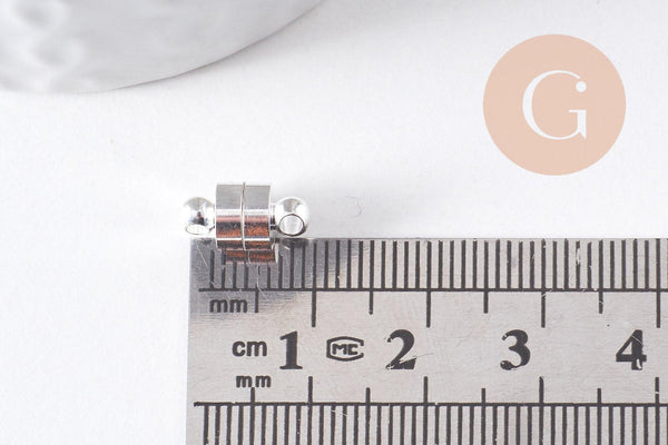 Fermoir aimanté laiton argent 12mm, x2 (G10370)