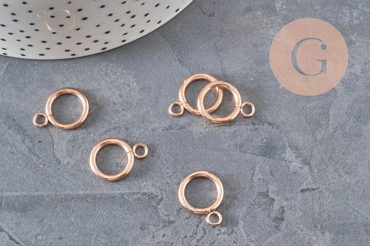 Fermoir boucle OT acier 304 inoxydable IP or rose 19mm, x1 (G11351)-Fermoirs-Gingerlily Perles