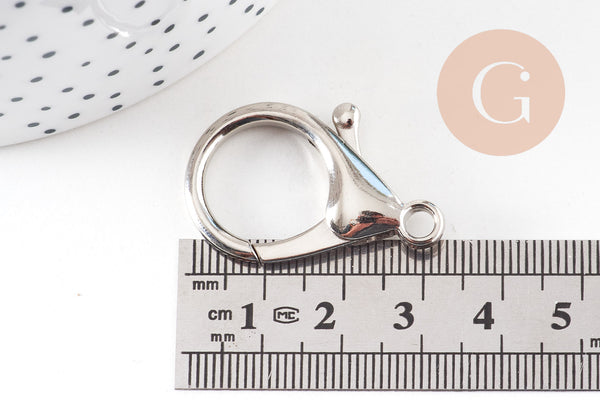 Fermoir grand mousqueton perroquet laiton platine 34.5mm, x1 (G10795)