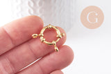 Fermoir marin acier 304 inoxydable doré 24k /12.5mm, x2 (G0800)