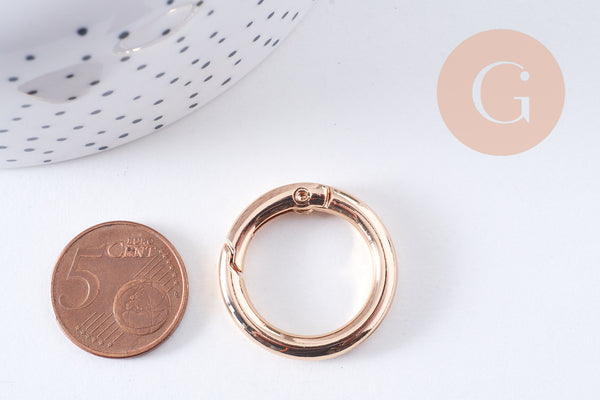 Fermoir mousqueton clapet XXL rond zamac doré, platine, métalgun ou or rose 27.5mm, x1 (G10700)