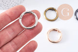 Fermoir mousqueton clapet XXL rond zamac doré, platine, métalgun ou or rose 27.5mm, x1 (G10700)