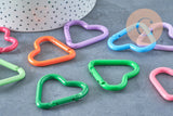 Fermoir mousqueton coeur en aluminium coloré 43mm, x1 (G8144)