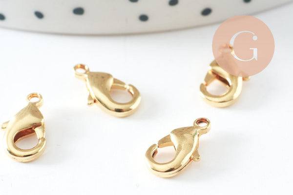 Fermoir mousqueton laiton doré 12mm, x10 (G10116)