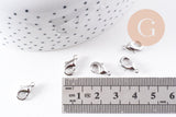 Fermoir mousqueton laiton platine 12mm, x10 (G10235)