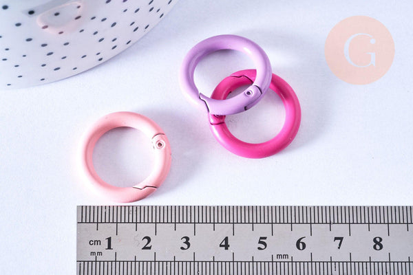 Fermoir mousqueton xxL rond en zamac coloré 25mm, x1 (G6654)