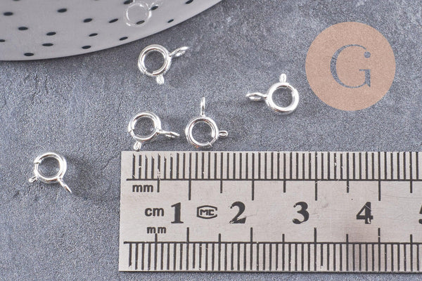 Fermoirs Marins laiton plaqué argent 925 8mm, x10 (G10241)