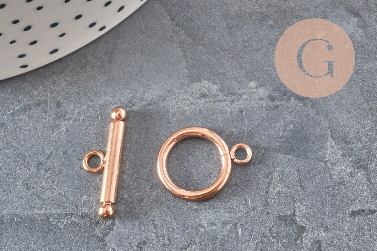 Fermoirs OT acier 304 inoxydable or rose 19-21mm, x1 (G11352)-Fermoirs-Gingerlily Perles