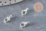 304 Stainless Steel Lobster Clasps, Silver Plated, 10mm, x10 (G11176)