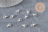 304 Stainless Steel Lobster Clasps, Silver Plated, 10mm, x10 (G11176)
