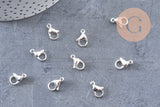Fermoirs mousquetons acier 304 inoxydable argenté 13mm, x10 (G10889)