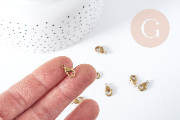 Fermoirs mousquetons laiton brut 11.5mm, x10 (G8953)