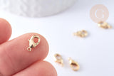Fermoirs mousquetons laiton doré 18k 9mm pince homard, x10 (G1318)