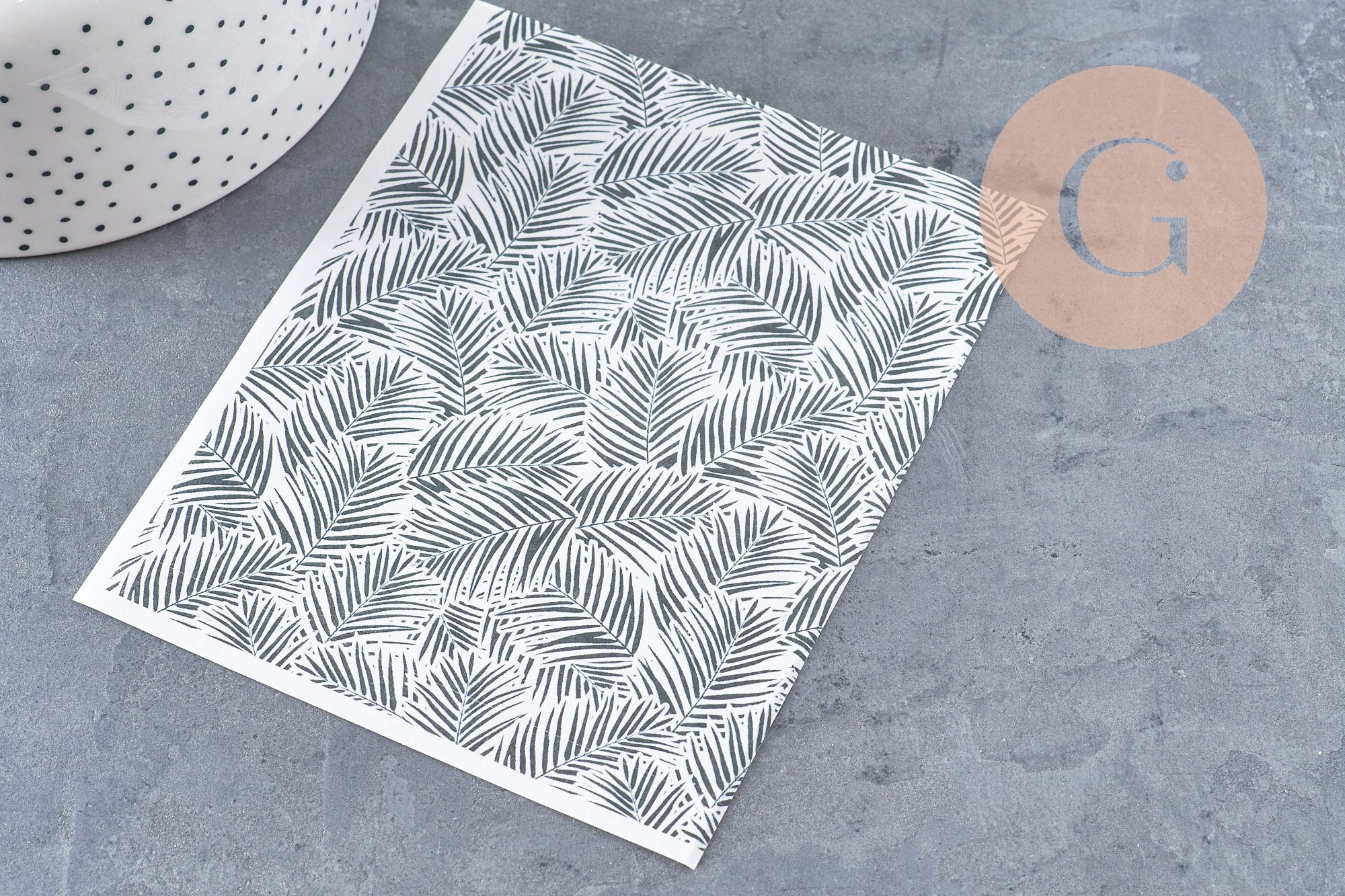 Feuille de transfert polymère – Feuilles de palme Kaki 14x10 cm, x1 (G10767)