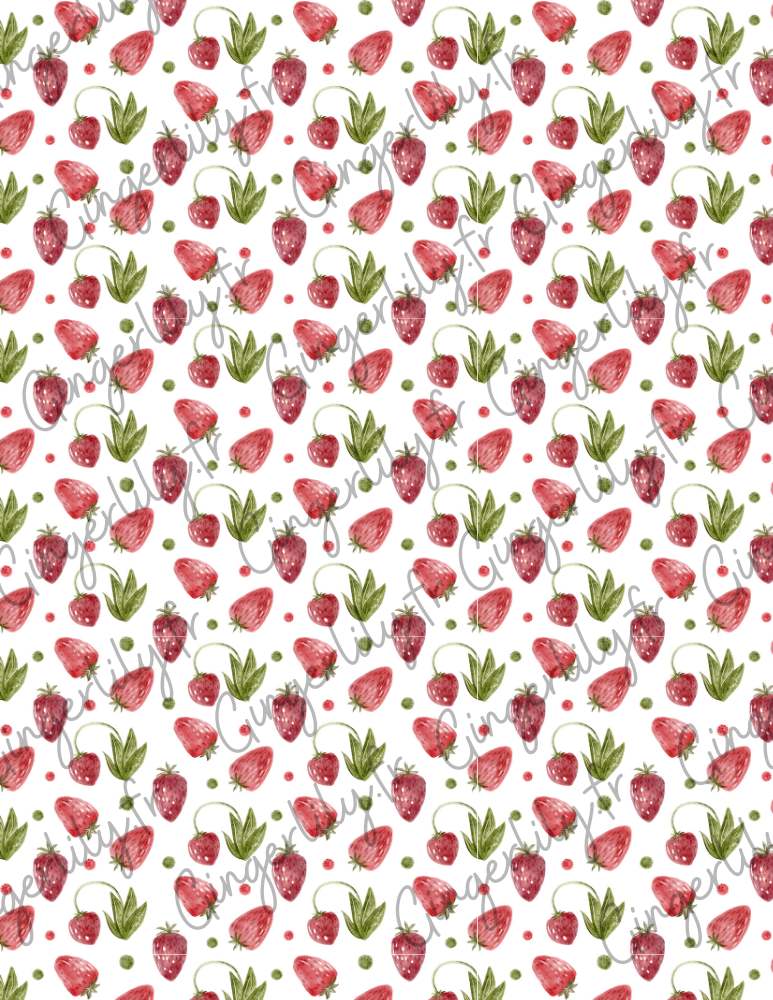 Feuille de transfert polymère – Fraises 14x10 cm, x1 (G10764)