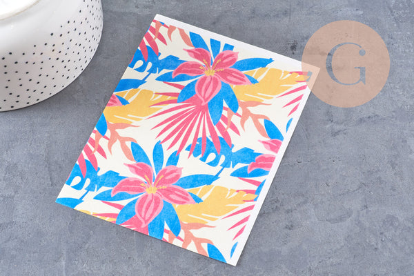 Feuille de transfert polymère –Grandes fleurs tropicales 14x10 cm, x1 (G10782)