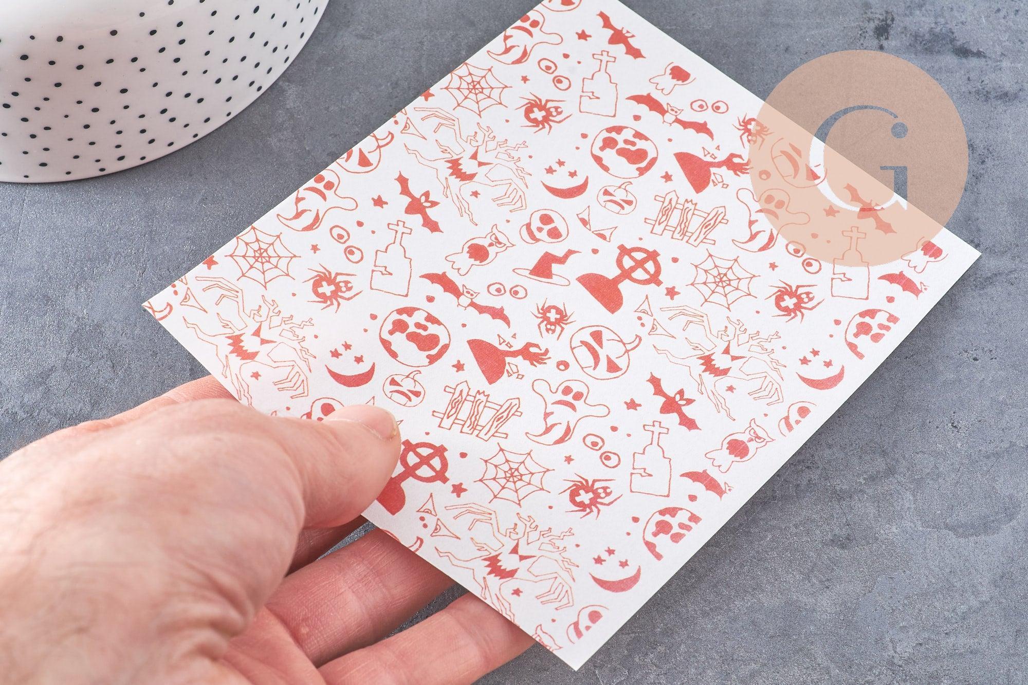 Feuille de transfert polymère – Halloween orange 14x10 cm, x1 (G10783)