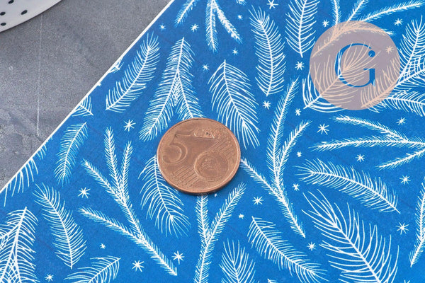 Feuille de transfert polymère – Motif Hiver Fond bleu 14x10 cm, x1 VALIDE