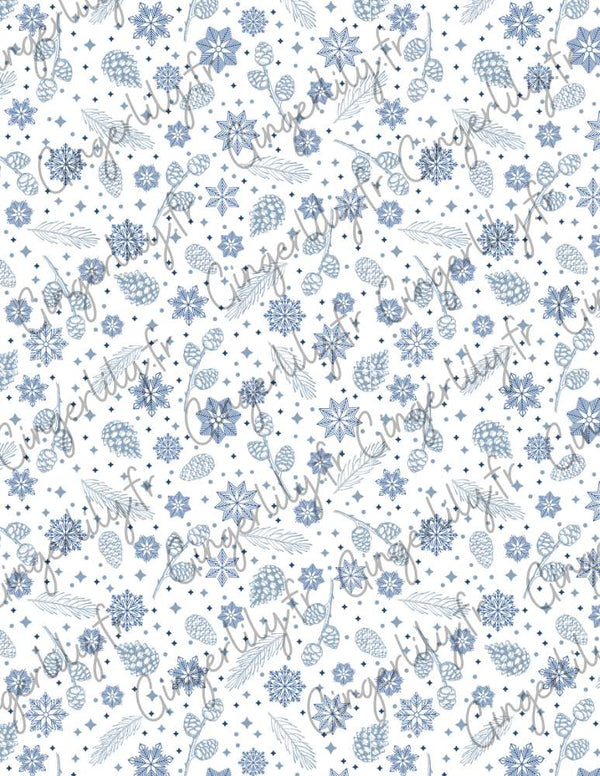 Feuille de transfert polymère – Motif Hiver bleu 14x10 cm, x1 (G10780)