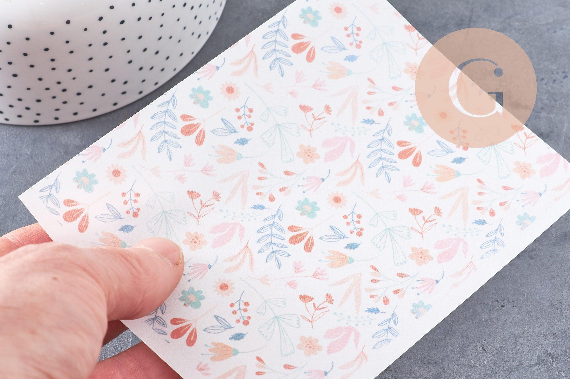 Feuille de transfert polymère – Motif fleuri 14x10 cm, x1 (G10761)
