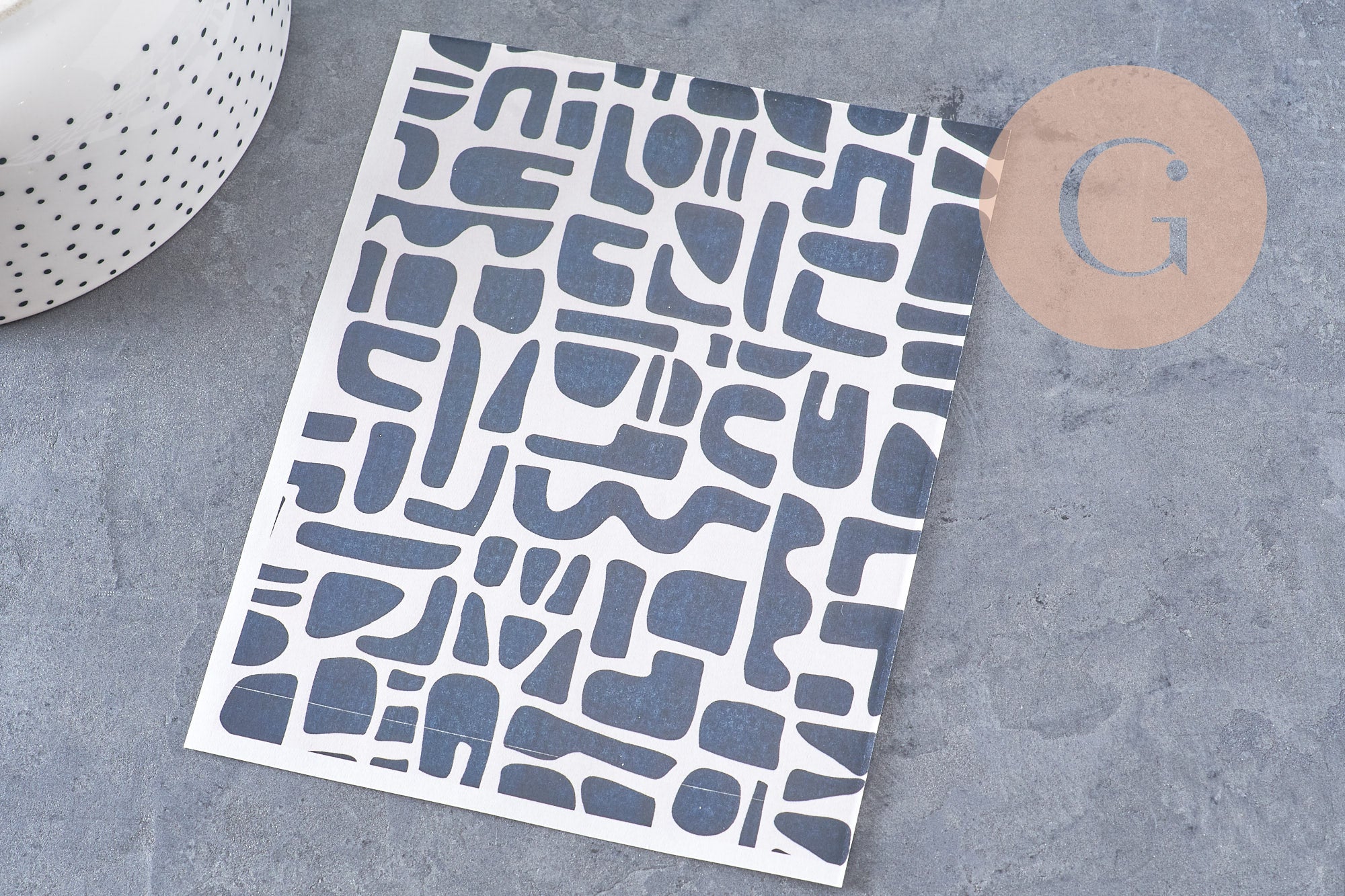 Feuille de transfert polymère – Motifs géométriques Noir & blanc 14x10 cm, x1 (G10784)